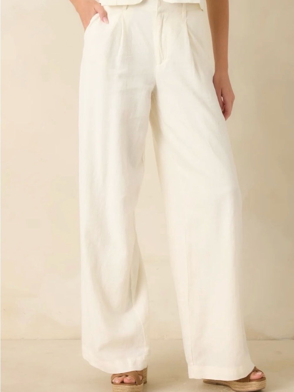 ZSupply Ivory Linen Pants Size: Medium